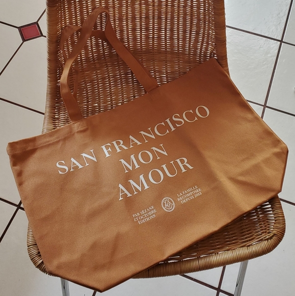 SEZANE San Francisco Mon Amour Canvas Tote in Whisky. - Picture 1 of 4